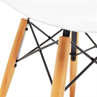 Seduna Beyaz Eames Sandalye - 2 Adet - Natural Ahşap Ayaklı