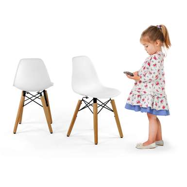 Seduna Eames Child 2x1 Sandalye Masa Takım | Natural Ahşap Ayaklı
